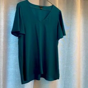 Ann Taylor v neck teal blouse EUC